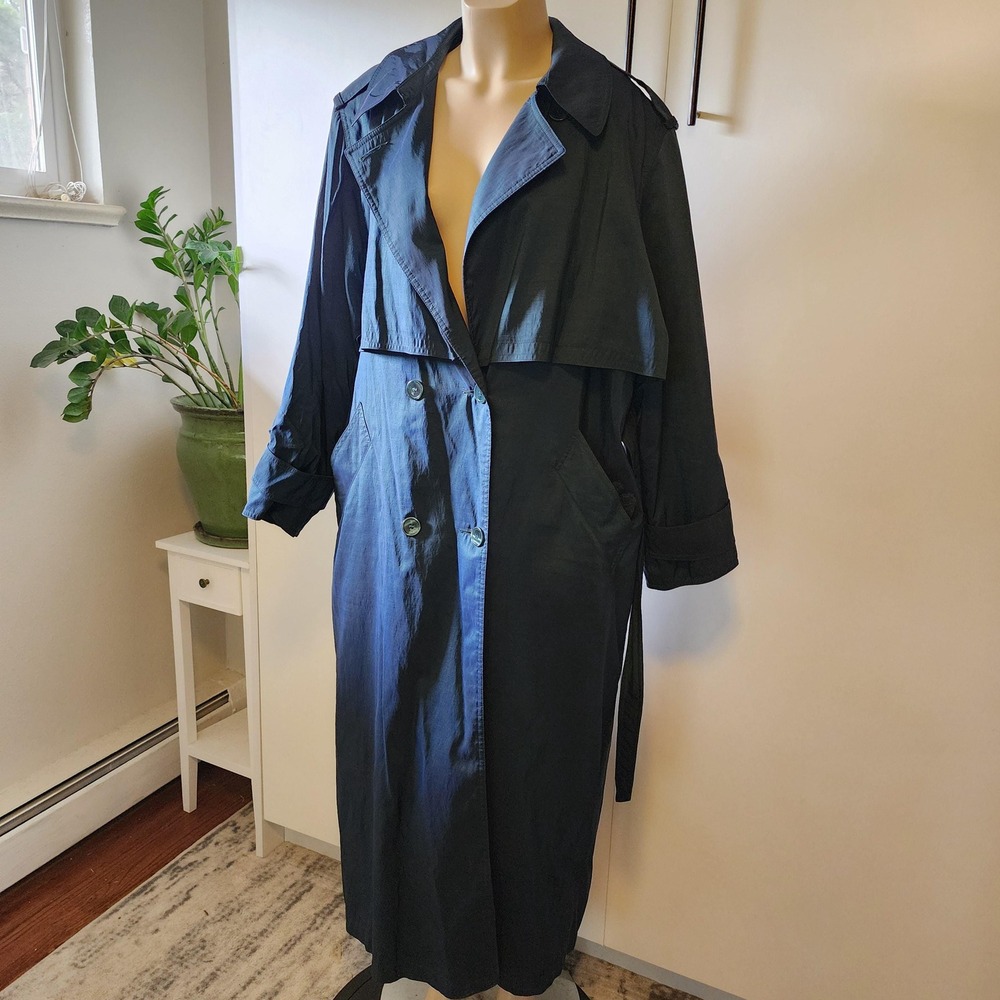 Forecaster of Boston Blue Green Iridescent Trench Coat Removable Liner 13/14 - Picture 11 of 11